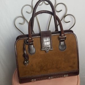 Faux Suede/Leather Brown Purse Bag